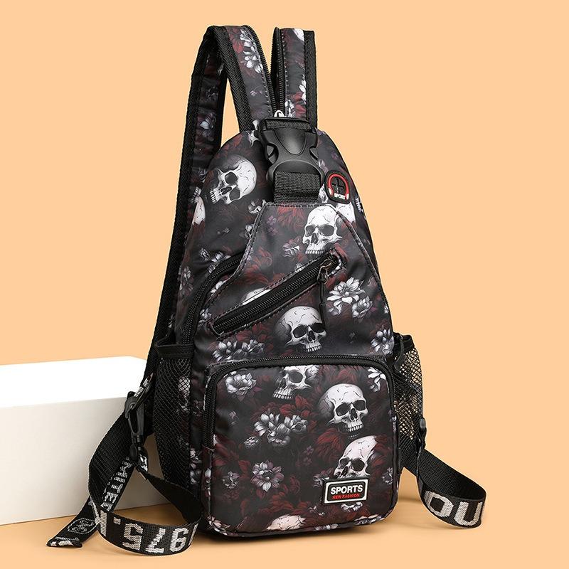 

Повседневная нагрудная сумка с принтом черепа, двойной ремешок, разъем для наушников, регулируемый плечевой ремень, дорожная сумка для повседневного использования и работы жёлтый