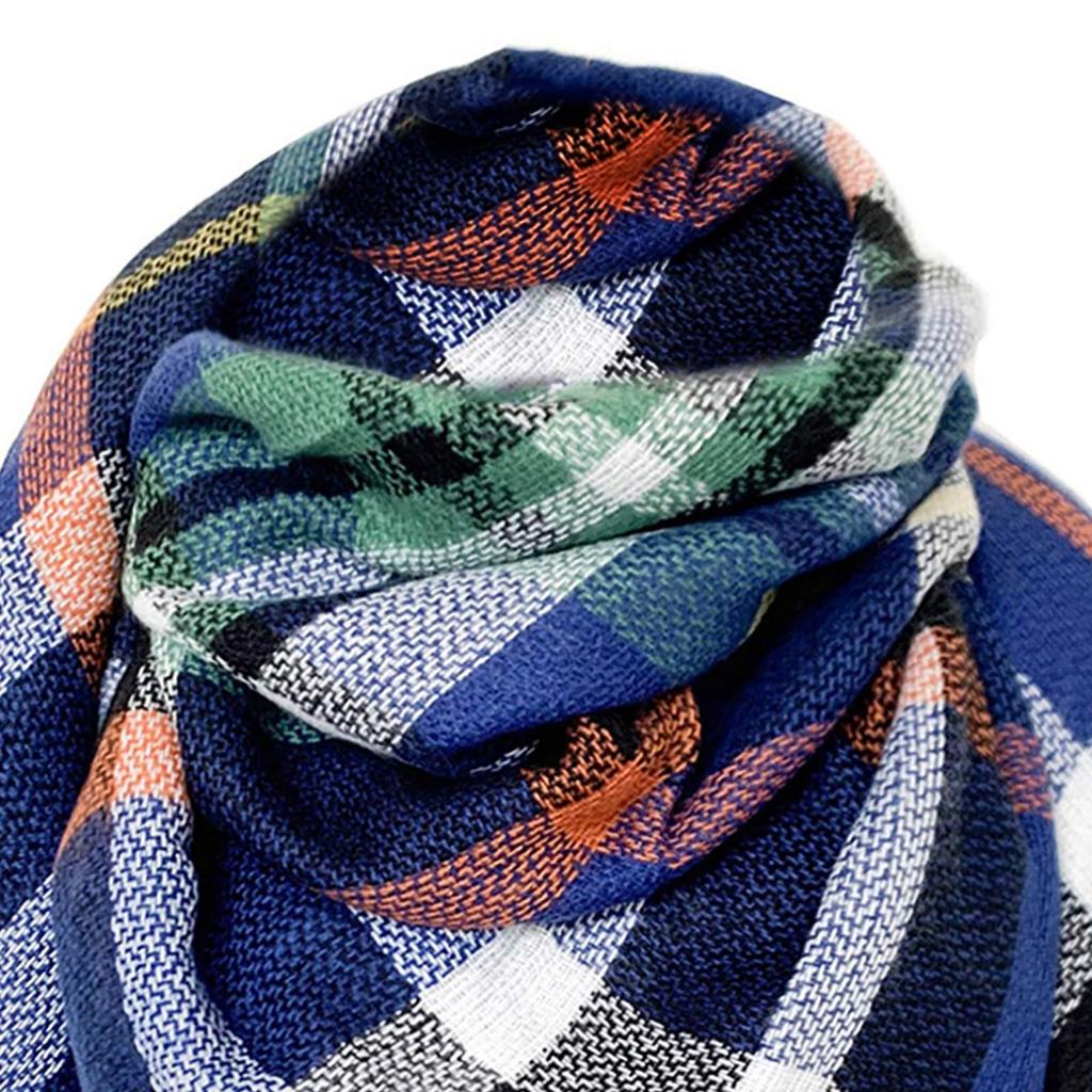 Damen-Herbst- und Winter-Weihnachtsmode, warm, lässig, einfarbig, kariert, langer Schal