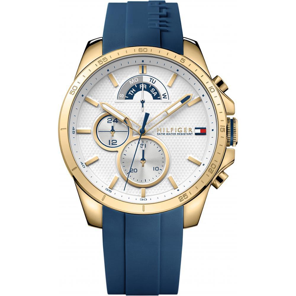 

Tommy Hilfiger Decker White Blue Silicone/Rubber Men s Quartz Watch 1791353 белый