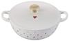 Marmite 22cm Heart White Cast Iron Enamel Pot, Gas, Induction, and Oven Compatible [Official Japanese Product]