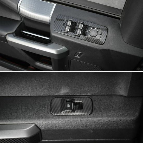 För 2015- Ford F150 F-150 Kolfiber Fönsterhissknapp Panelöverdrag