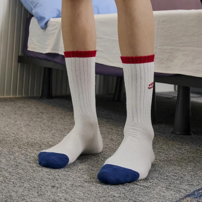 [Banana Brothers/26SS] Campus Bro Retro Embroidery Banding High Crew Socks 2 colors