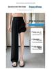 Ice Silk Cotton Linen High-Waisted Wide-Leg Pants for Women – Summer 2026 Drapey, Straight-Leg Casual Suit Style