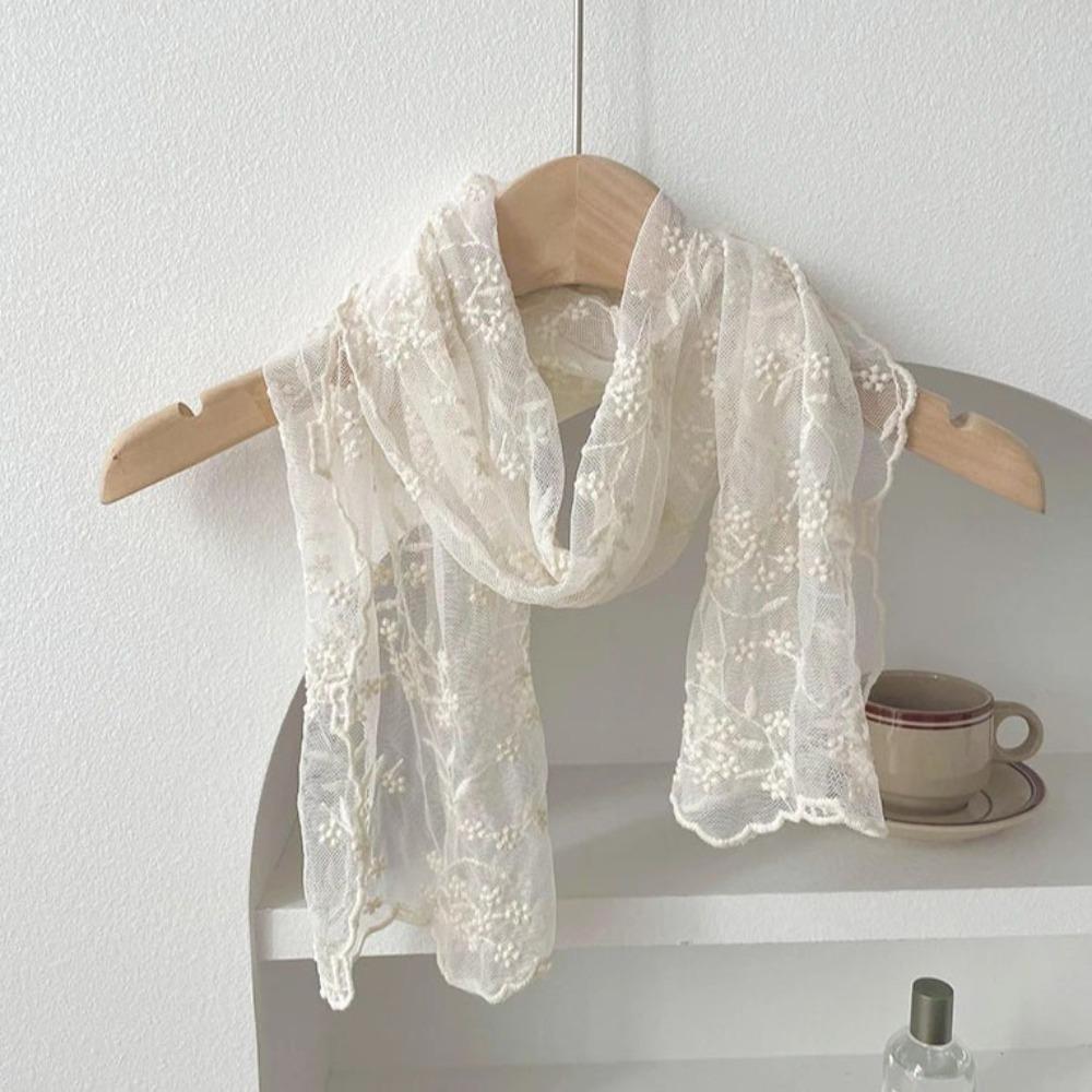 Long Women's Lace Scarf Korean Version of Literary Neck Protection Scarf Female Headscarf