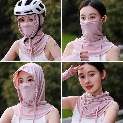 1Pc Ice Silk Sun Hat Face-Protecting Sunscreen Cool Breathes Anti-Ultraviolet Hat With Shawl Women Outdoor Cycling Sun Hat