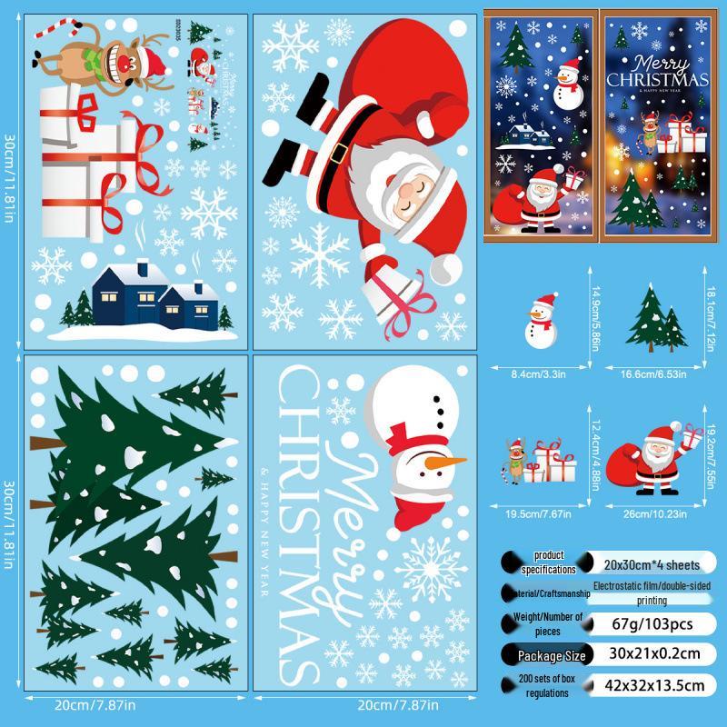 

New Christmas Window Stickers: Santa Claus & Snowman Decals for Holiday Decoration