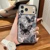 Black Butterfly Pearl Phone Case For Iphone 17 Air 16 15 Plus 14 13 12 11 Pro Max Protective Bumper Cover Fashion Funda Shell