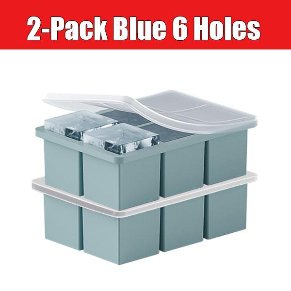 2-Pack Square Large Ice Cube Mold Silicone Ice Cube Tray with Lid Easy Release Ice Cube Maker Mold for Whiskey Cocktails Freezer
