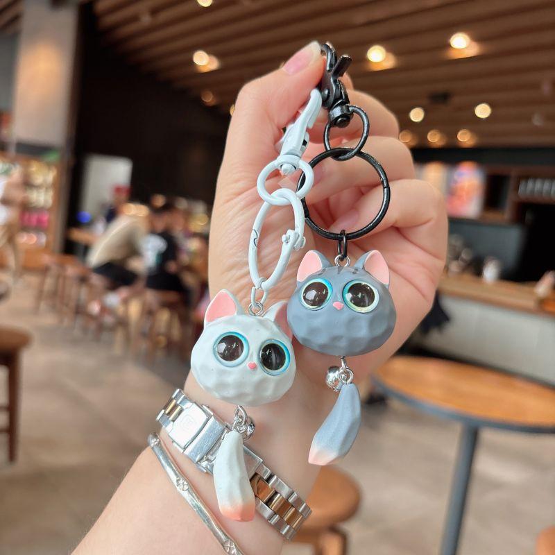 Милый большой глаз кошачья голова брелок изысканный анти-потеря подвеска кошачья голова — фото 6