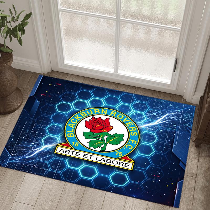 Blackburn Rovers Football Design Crystal Velvet Carpet Cozy Non?Slip Printed Rug For Bedroom Living Room Entrance