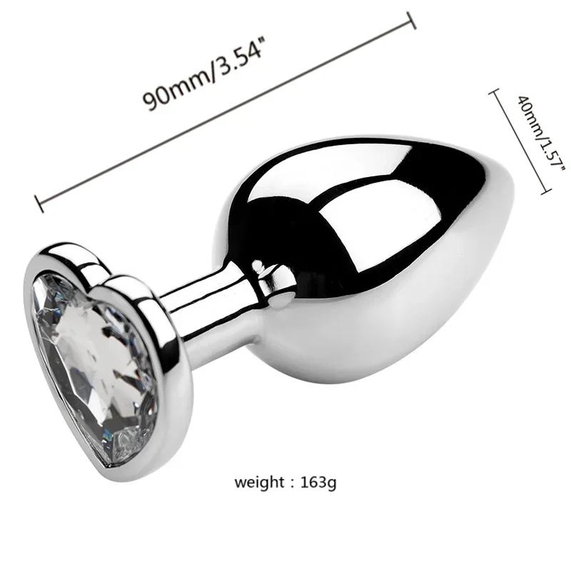 Stainless Steel Anal Plug Heart Shape 3 Sizes Crystal Anal Plug Removable Butt Plug Stimulator Anal Sex Toys Prostate Massager