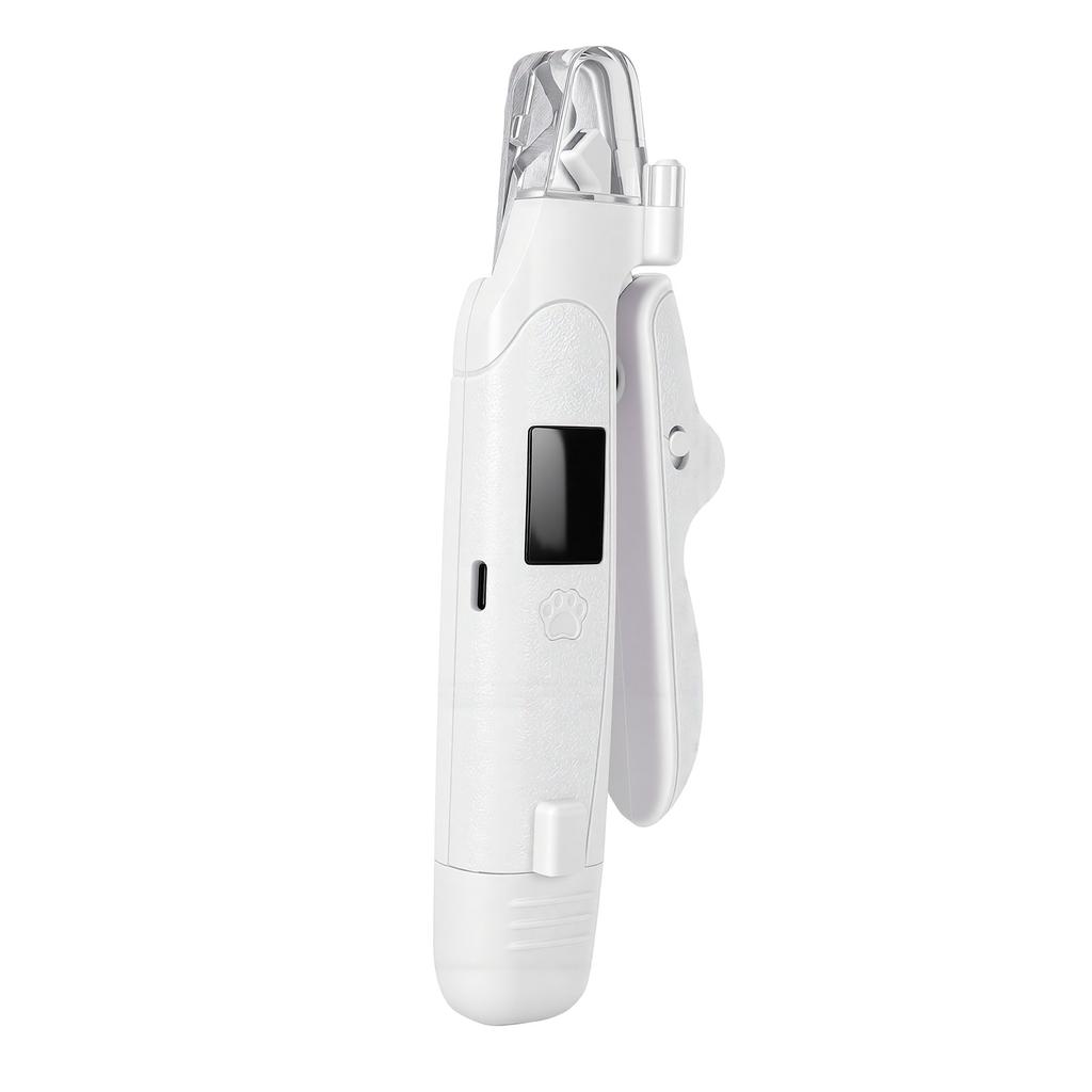 Cortador de Unhas para Pet 2 em 1 com LED Baixo Ruído Elétrico Aparador Moedor para Gatos Cães com Trava de Segurança Coleta de Unhas
