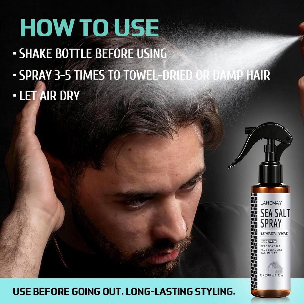 Sea Salt Spray-Soft For A Clean Look- And Shine And Texture-Enhance s Natural Curls And Waves-Suitable For All Hair Types, 120ml