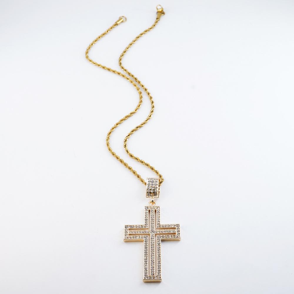 Full Diamond Cross Pendant Internet Celebrity Jewelry European and American Street Rap Personalized Male Female Universal Cross