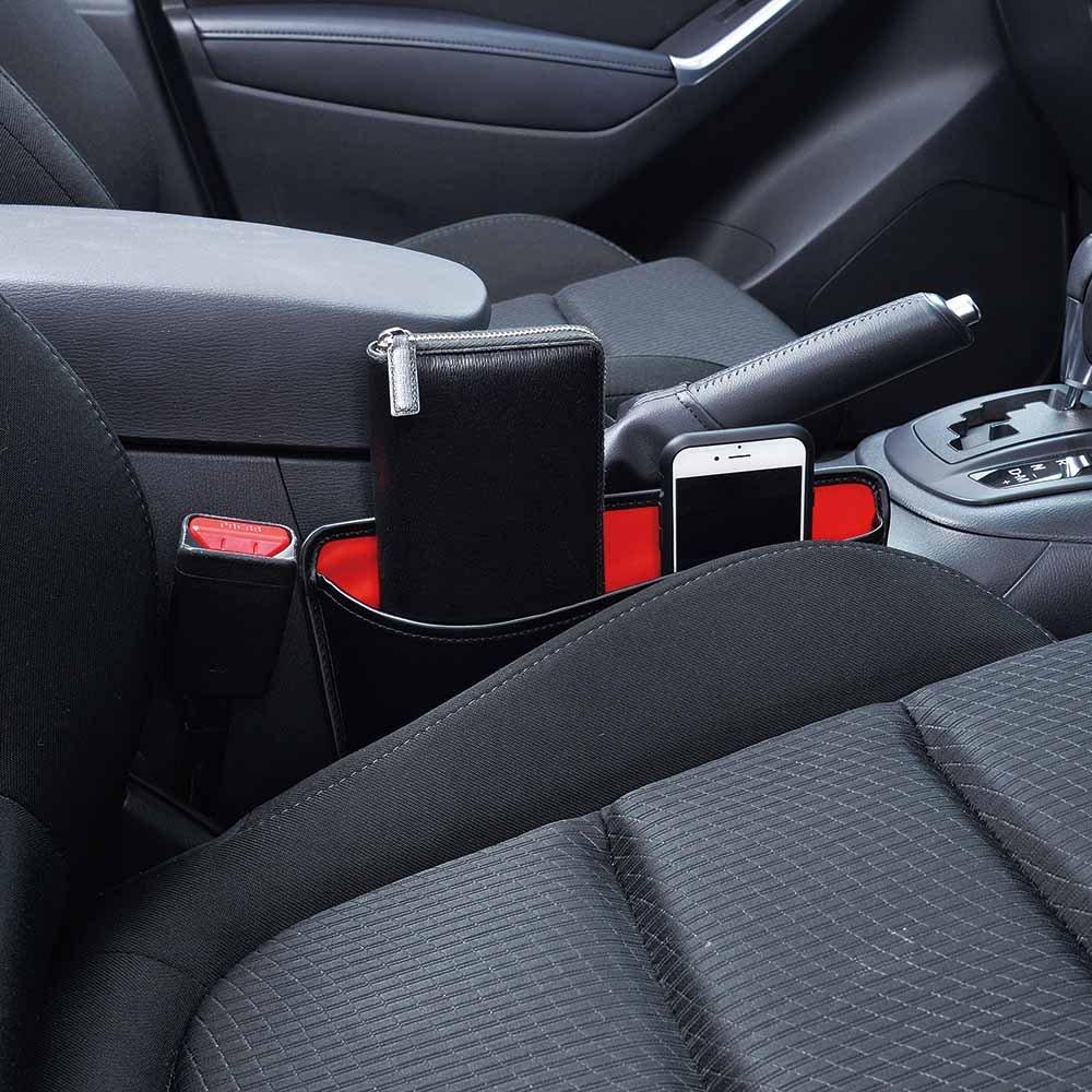 SEIWA Car Storage Seat Side Black x Red Accessories, Pocket, W950,