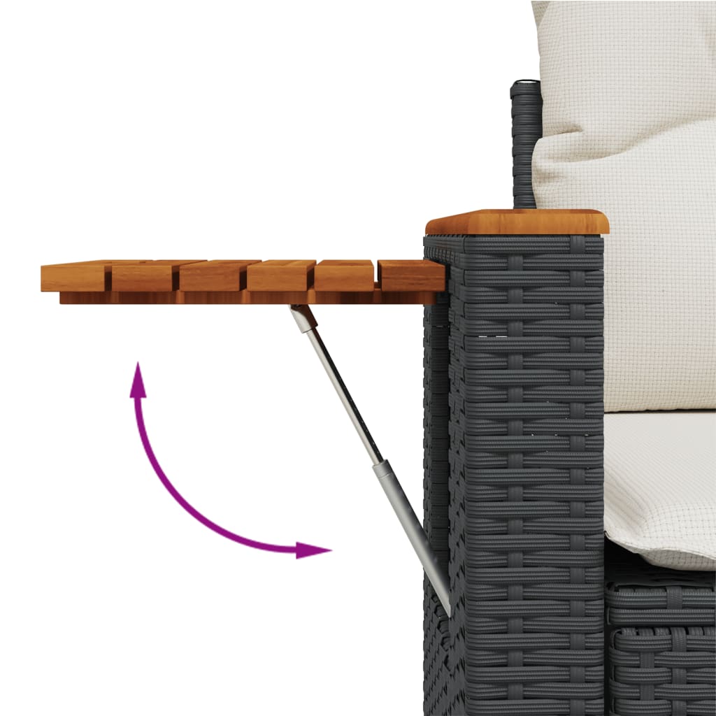 Vidaxl 10-Cz. Garden Lounge Set, Cushions Black Rattan Pe