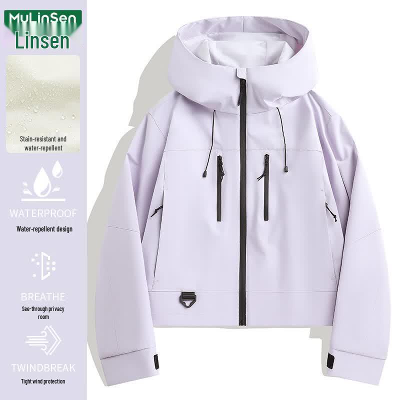 MULINSEN Women's Petite Windproof Waterproof Short Jacket