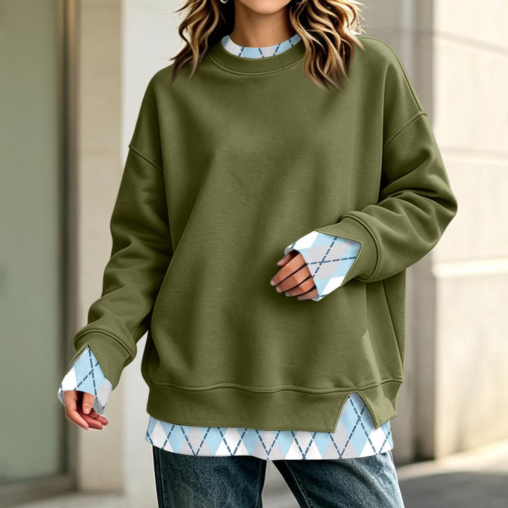 Women's Long Sleeve Casual Sweatshirt Loose Fit Pullover Top for Daily Wear