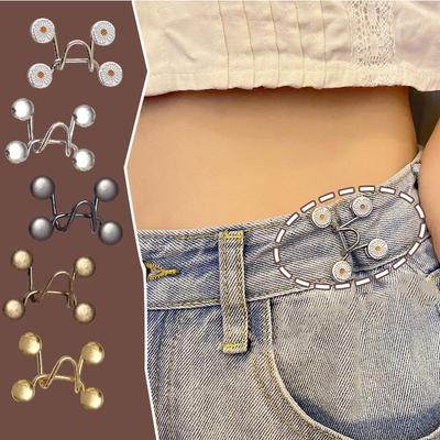 1/2/4pair Adjustable Waist Clip Button Nail-free Metal Button Snaps Waist Tightener Clothing Buckles Sewing Tools Accessories NK