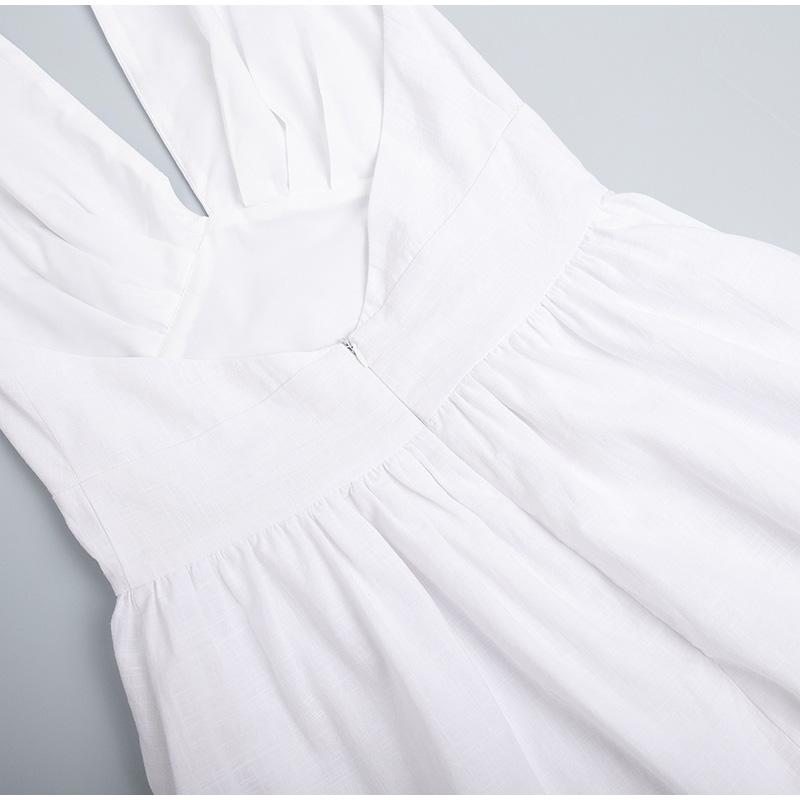 Dámské letní bavlněné dlouhé šaty bez rukávů, sexy výstřih do V, boho maxi šaty, volný styl, dlouhé šaty, oblečení