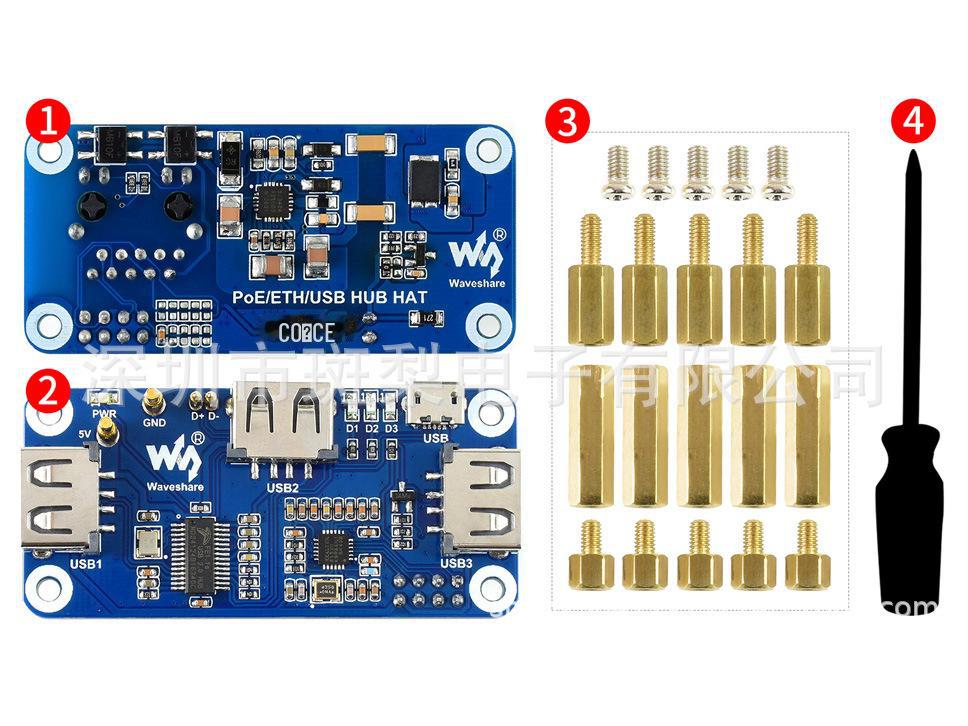 Raspberry Pi Zero POE USB Hub & Expansion Board with 3 USB Ports and Multi-Function Shell