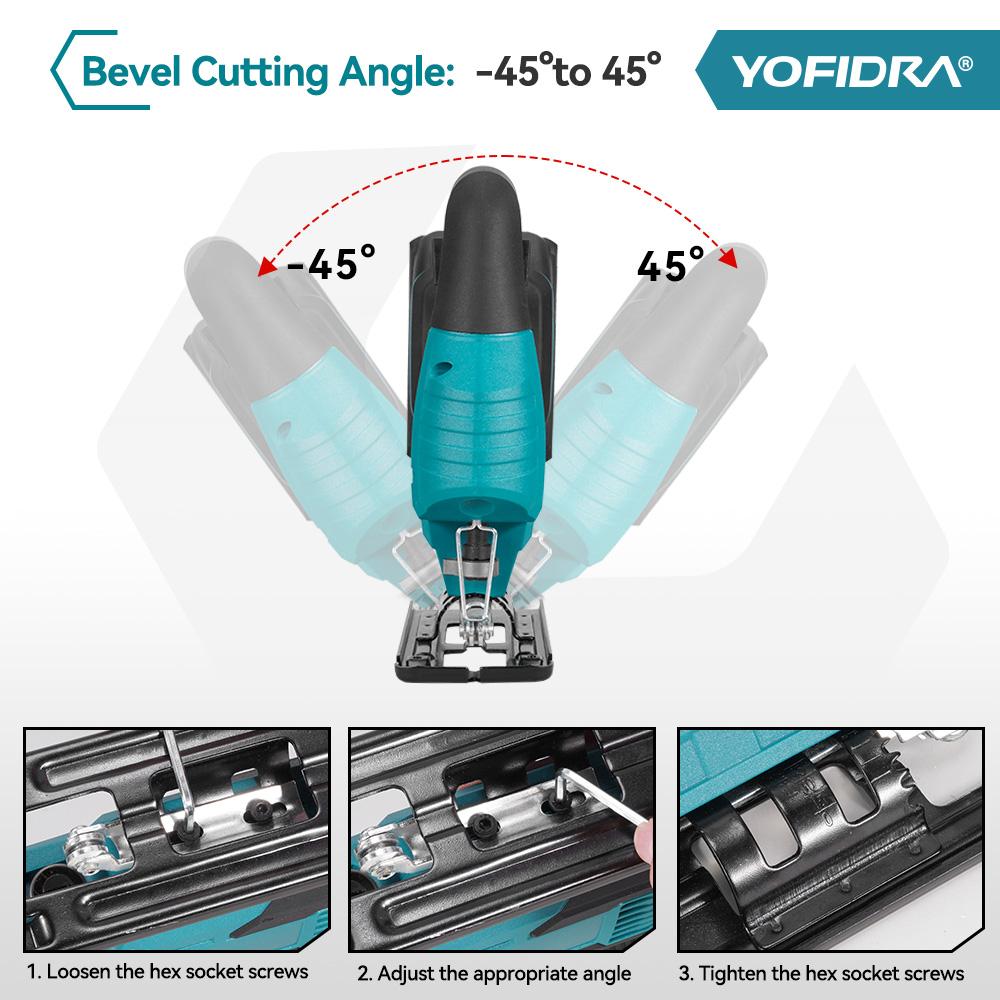Yofidra Brushless 19mm Electric Jig Saw Infrared Laser Curve Saw Variable Speed MultiFunction Cutter For Makita 18V Battery Pin