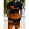 Sommeranzug 3D-Druck Herren Freizeit Kurzarmanzug Geeignet für Sportanzug Herren Rundhals Kurzarm Oberteil Und Shorts