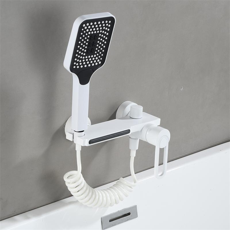 Tuqiu Black Bathtub Shower Set Hot Cold Gray Bathroom Shower Faucet Chrome Bathroom Foldable Shower Faucet set Brass