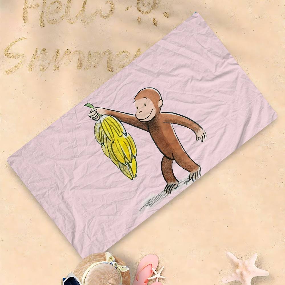 MONKEY CARTOON C-Curious GeorgeS Bath Towel Microfiber Soft Water Absorbing Breathable For Girl Kids Decorative Beach Towel