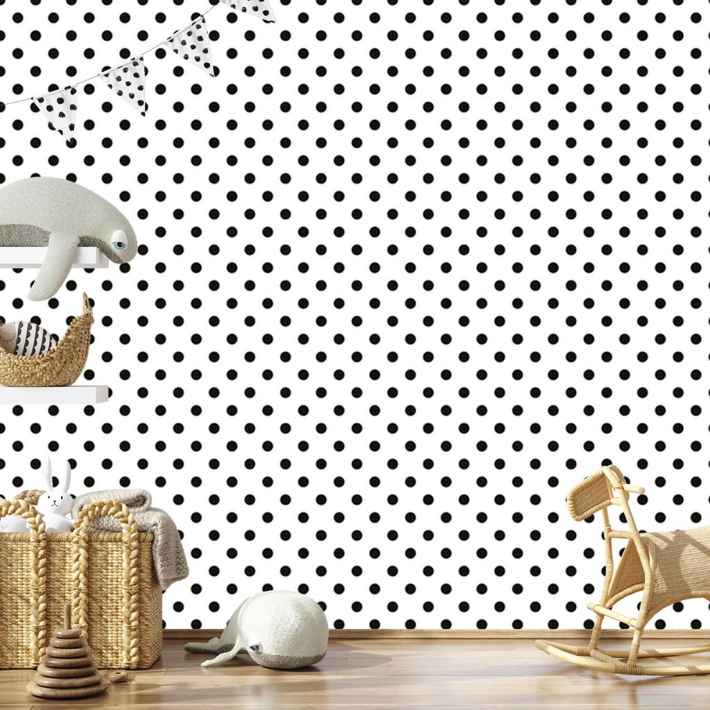 Classic black dots on white background wallpaper 50x1000