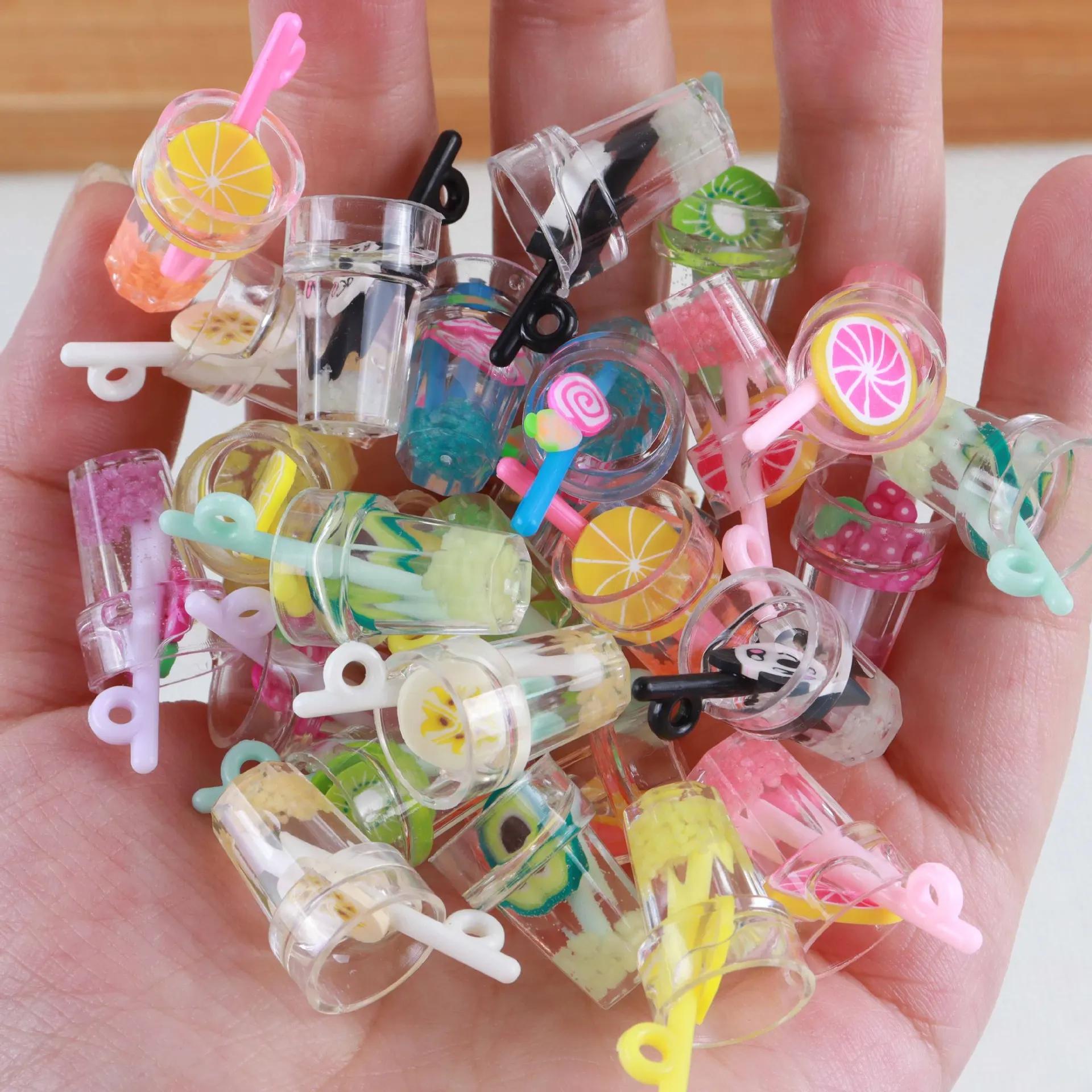 

10pcs Mix Styles Summer Glass Wishing Bottle Milk Tea Cup Earring Charms DIY Keychain Necklace Pendant Jewelry Making