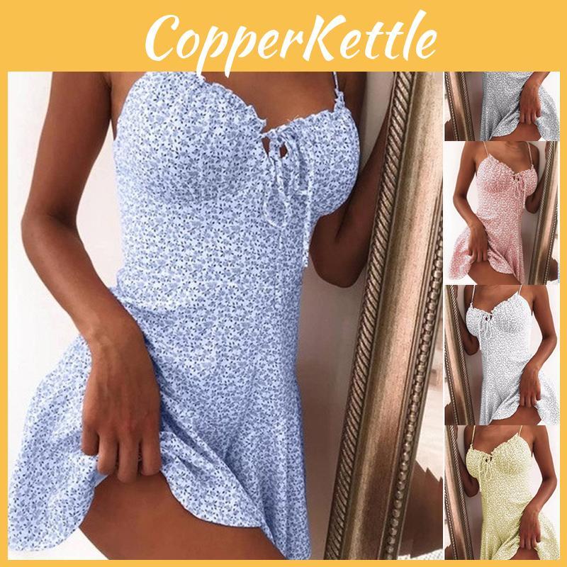 Stilvolles Ärmelloses Mini-Kleid mit Blumendruck für Damen, Perfekt für Sommertage am Strand