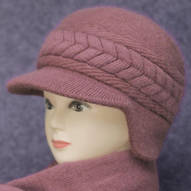 Women's Winter Hat & Scarf Set: Thick Knit with Ear Protection for Middle-Aged and Elderly