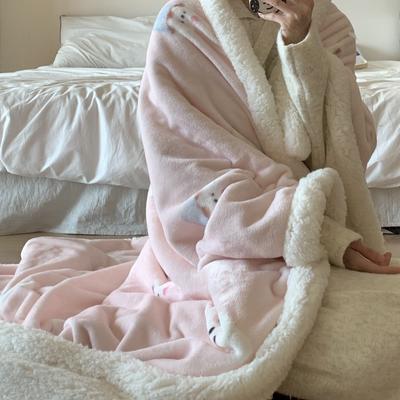 Double-Layer Cartoon Puppy Fleece Blanket Thick Warm Faux Lambs Wool Throw Blankets for Sofa Bed Autumn Winter Soft Plush Plaid