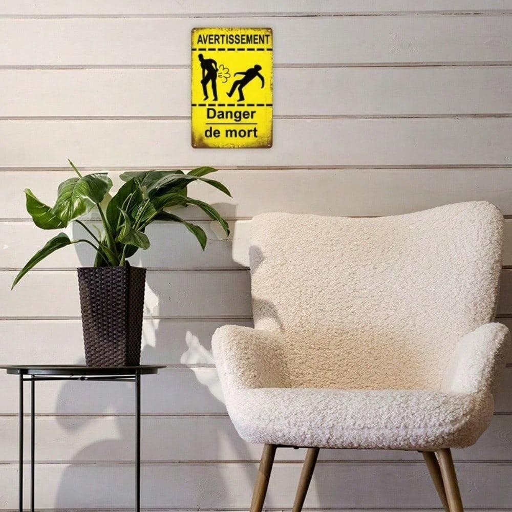 1pc French Warning Metal Sign, Humble Quote Vintage Rustic Plaque for Home Kitchen Dining Bedroom Bath