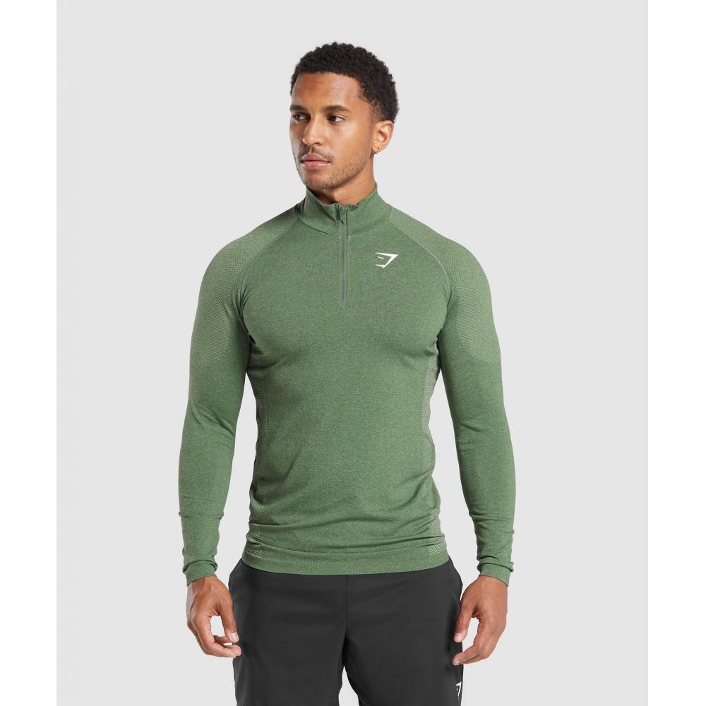 

Gymshark Vital Seamless 1 4 Zip Faded Green Force Green A3a4p Ecps XXL