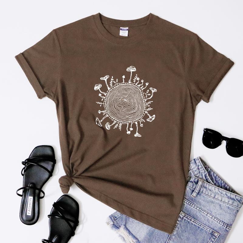Magic Mushroom Tree Ring Tshirt Aesthetic Unisex Trippy Mushroom Cottagecore Tshirt Vintage Forestcore Cottage Core Top Tee Shir