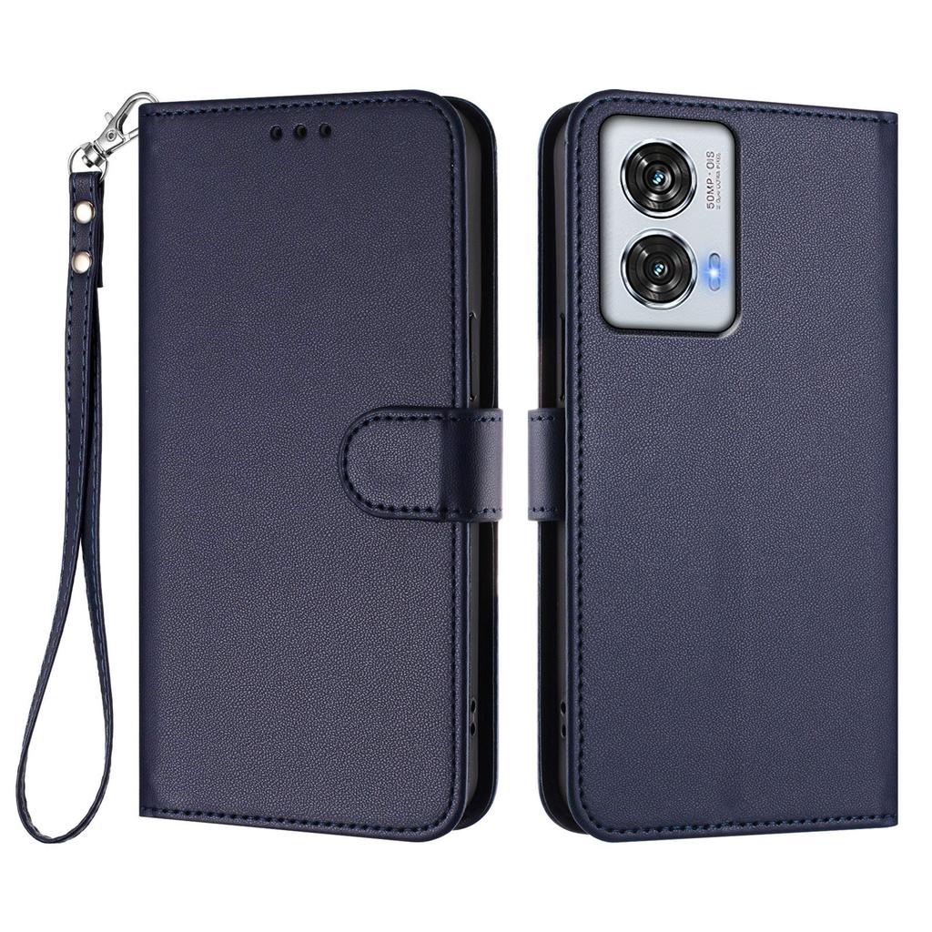 For Motorola Moto G85 5G/Motorola Edge 50 Fusion 5G Leather Case Wallet Stand Phone Cover with Wrist Strap