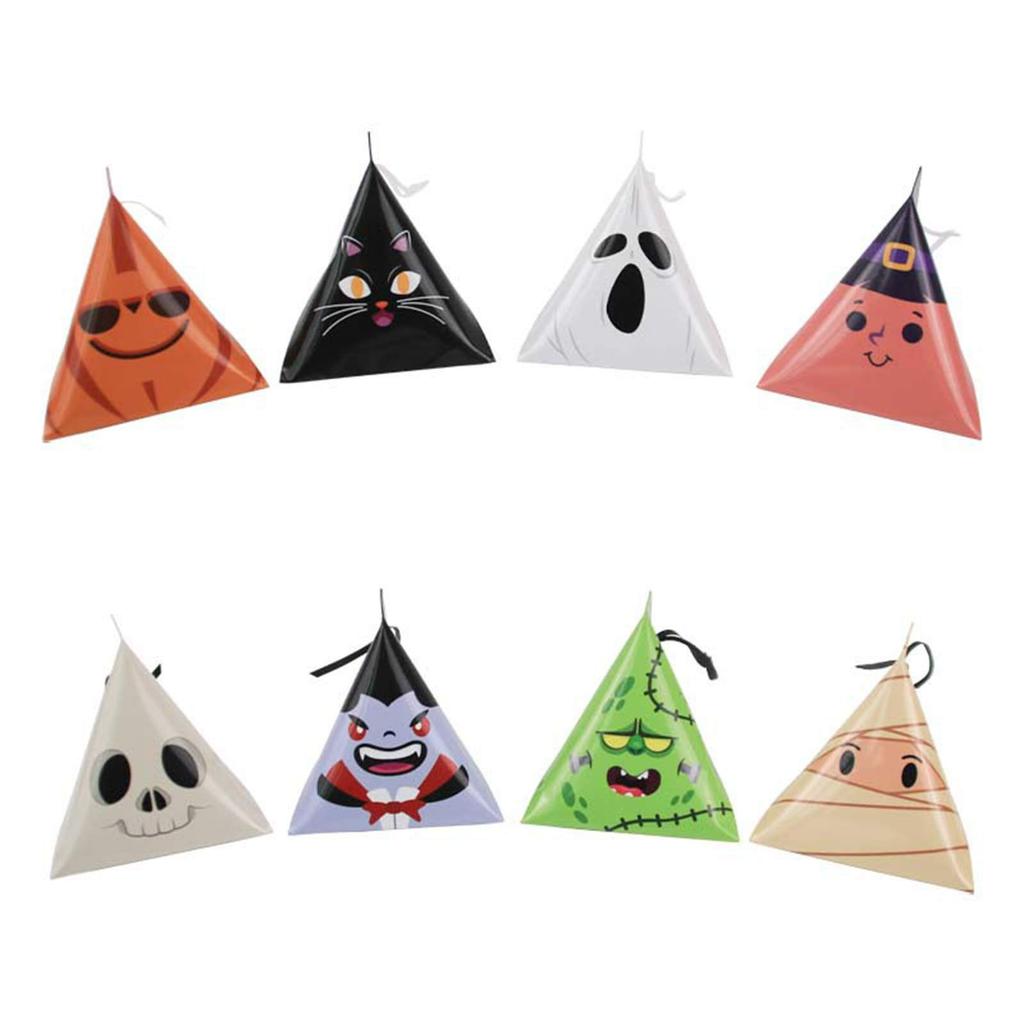 8pcs Pack Halloween Paper Candy Box Fun Gift Wrapping Bag With Ribbon Halloween Party Supplies