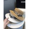 New Flat Top Top Hat Women's Summer French Retro Zebra Pattern Braided Sun Hat Outdoor Vacation Sun Hat
