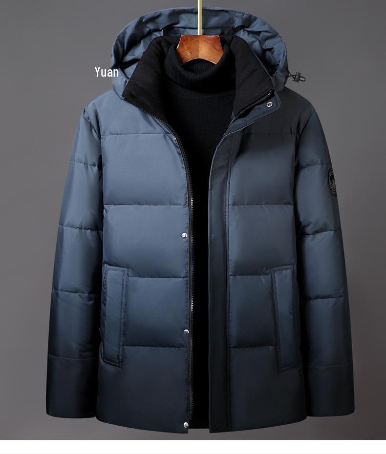 Herren Übergangs Winter Weiß Enten Daunenjacke - Dick, Warm, Trendy Kapuzen Student Mantel