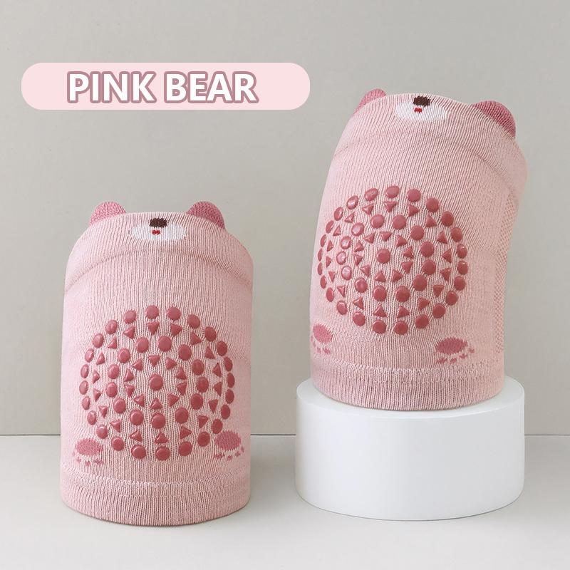 1 Pair Class A Xinjiang Combed Cotton Baby Crawling Knee Pads, Hollow Mesh Anti-Slip Silicone Dot Knee Leg Warmers for Toddler 0-5 Years Four Seasons