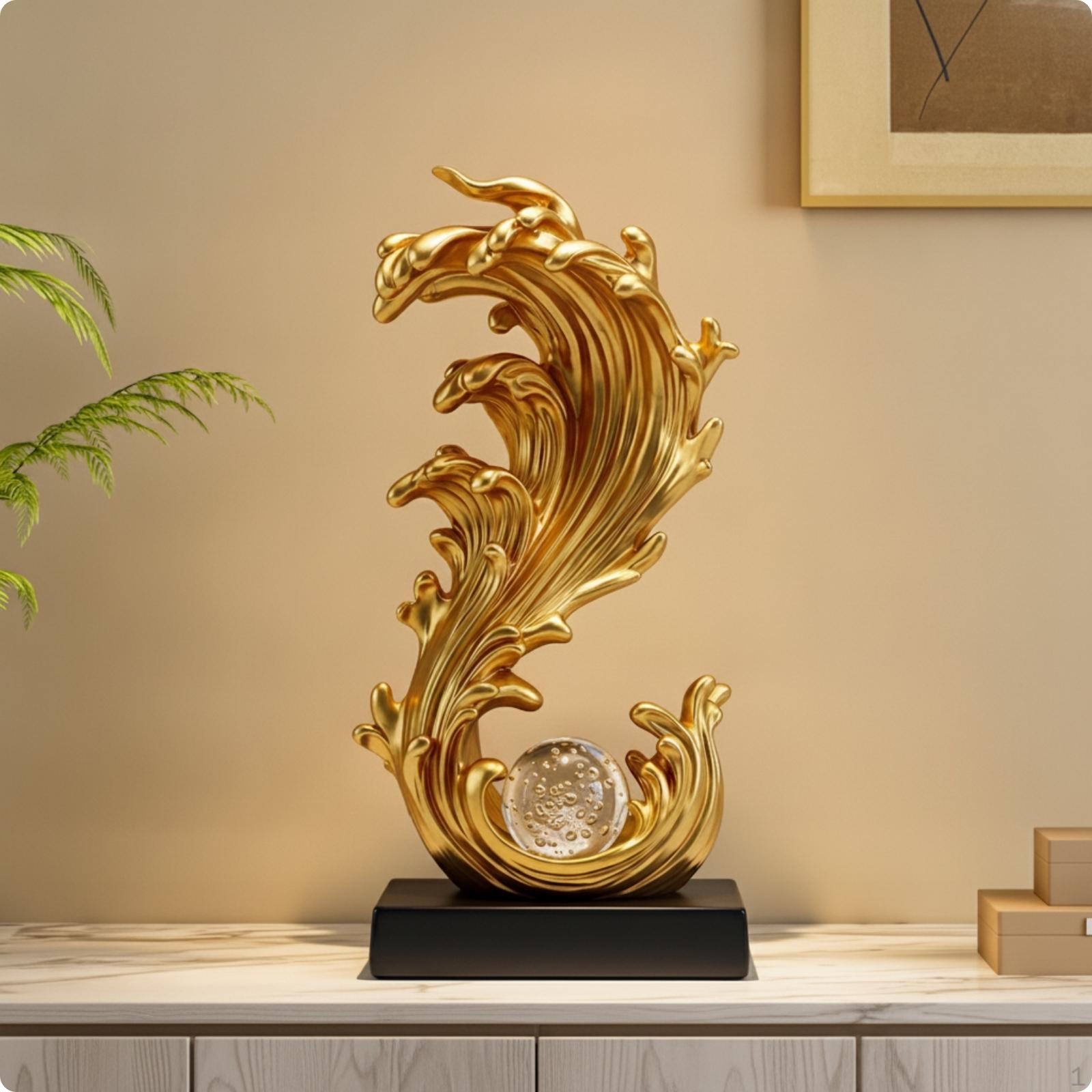 Wave Sculpture with Base Modern Decorative