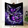 Purple Butterflies with Glowing White Dotted Patterns On Dark Background. for All Seasons Blanket Lunch Break Throw Gift