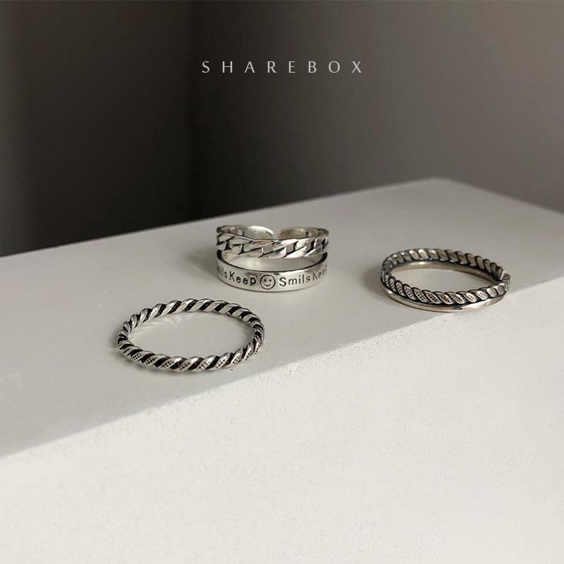 Artistic S925 Silver Open Smiley Face Ring For Women In Retro And Korean Styles