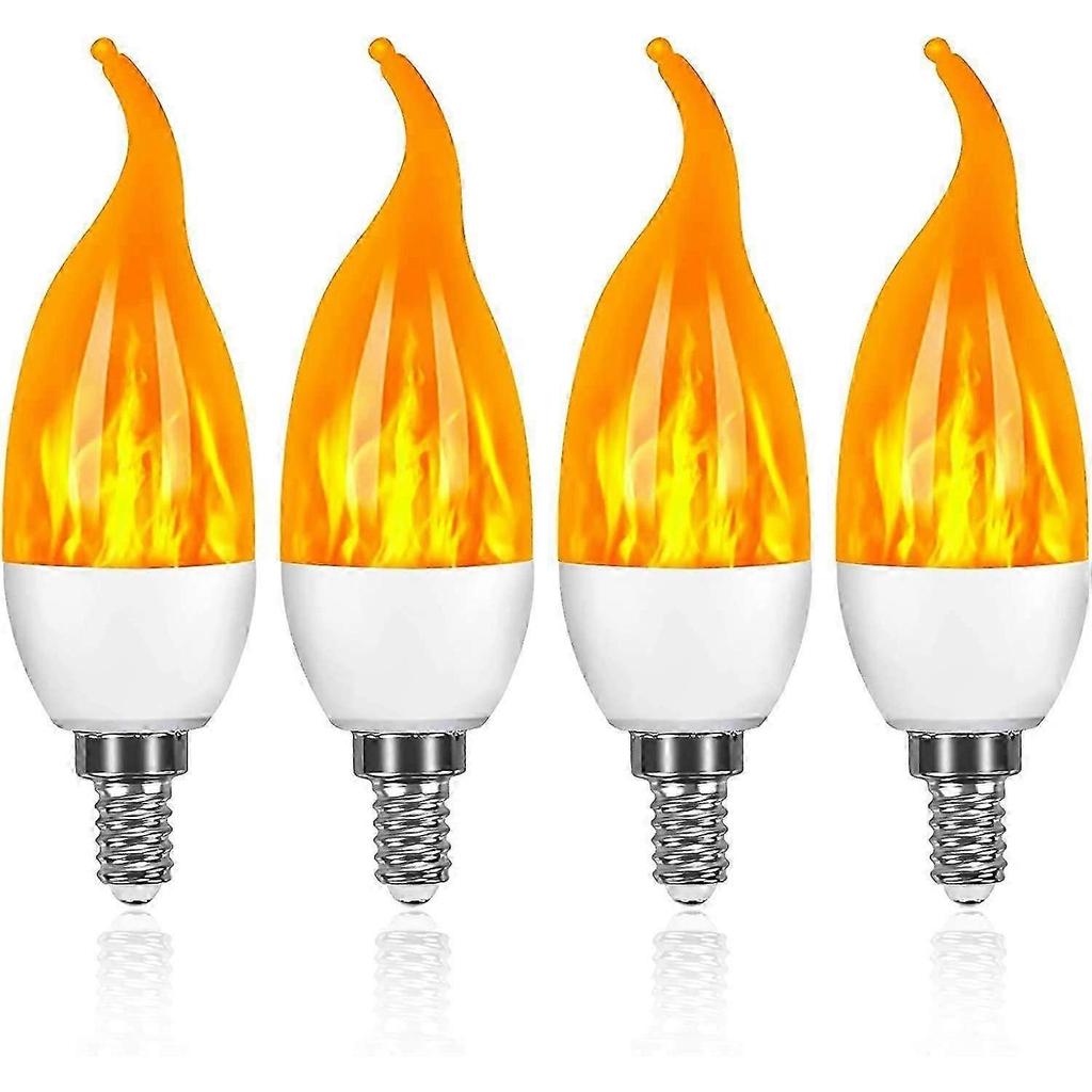Żarówka LED E14, 3W LED Żarówka Płomień z 3 Trybami Oświetlenia, 1800K Retro Lampa Dekoracyjna, Opakowanie 4 szt.