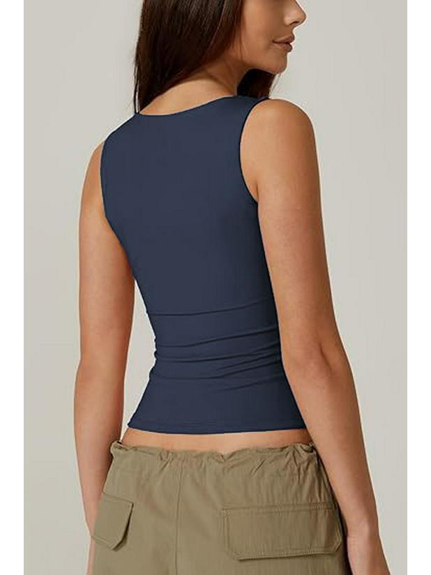 2025 European & American Women's Square Neck Slim Sleeveless Fashion Vest
