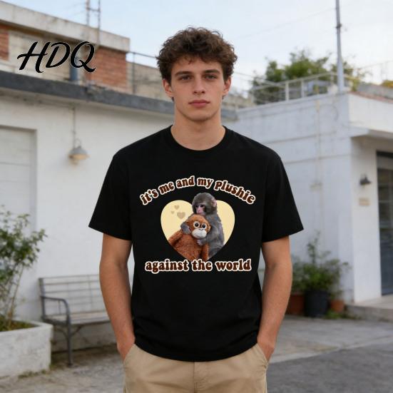 Graphic T-shirt Men Tee Shirt Punch Monkey Pattern Round Neck Short Sleeve Casual Pullover Tops Stretchy Fit Solid Color Daily Wear Soft Breathable