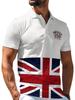 Men'S Outdoor Polo Shirt, Multi-Sizes Available, Men'S Short Sleeve Polo, Chest Letter Number Print, Hem Union Jack Pattern, Men'S Top, Suitable for