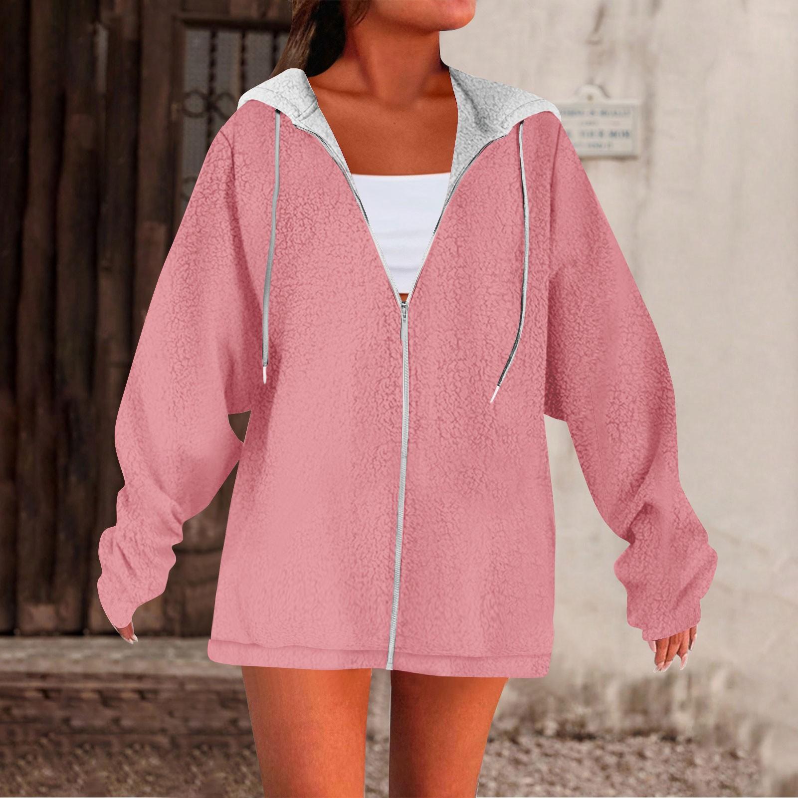 

Женские повседневные толстовки с капюшоном, зимняя теплая флисовая подкладка, пуловер с капюшоном и длинным рукавом XXL розовый